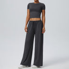 Yoga Two Piece Sets High Elastic Skin Friendly Draping Breathable Casual Sports Fitness Yoga Wear
