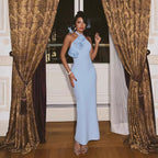 Women's Halter 3D Backless Split Maxi Dress