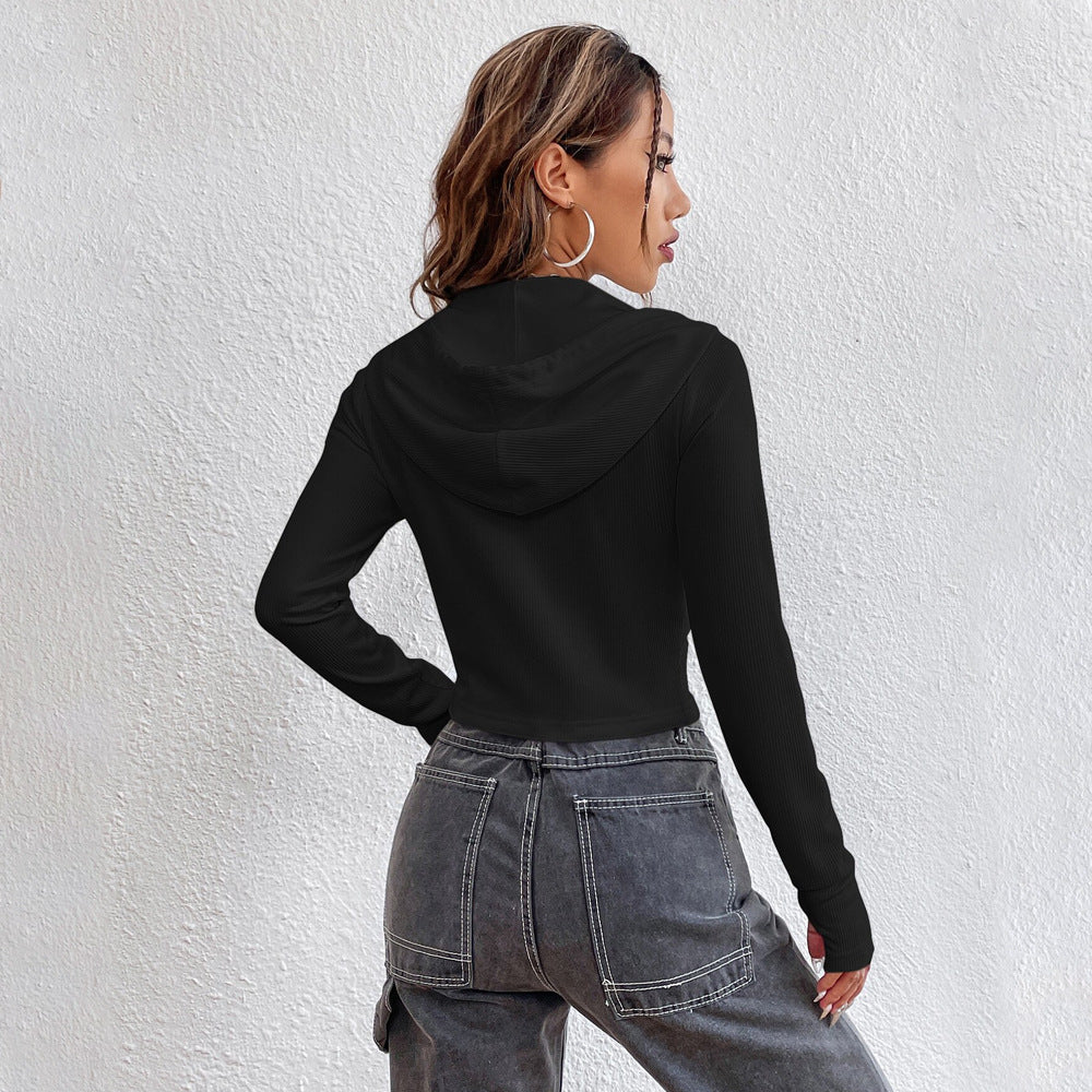 Street Zipper Cardigan Outerwear Long Sleeved Top Women