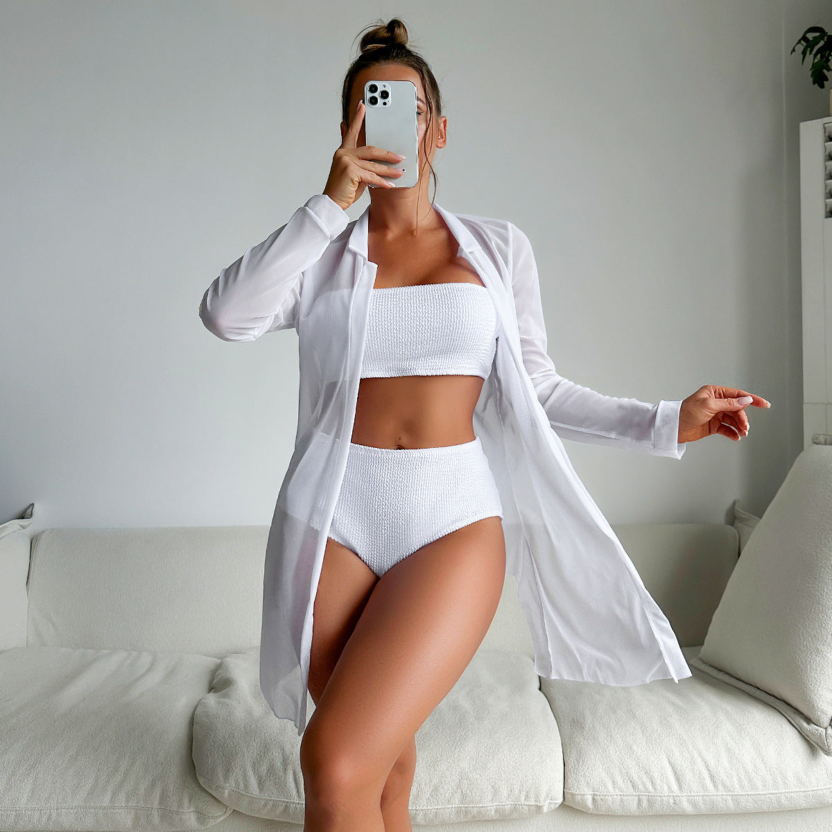 Split Solid Bikini Swimwear
