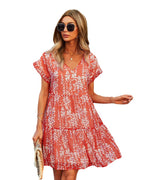 Printed A-Line Loose Chiffon Dress