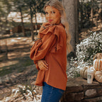 Women's Ruffle Button-Front Blouse – V-Neck Long-Sleeve Top