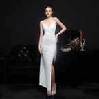 Women's Bride Long Strappy Dinner Slim Fit Fishtail Wedding Gala Dress