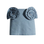 Women's Spring Elegant Three Dimensional Floral Denim A Line Skirt