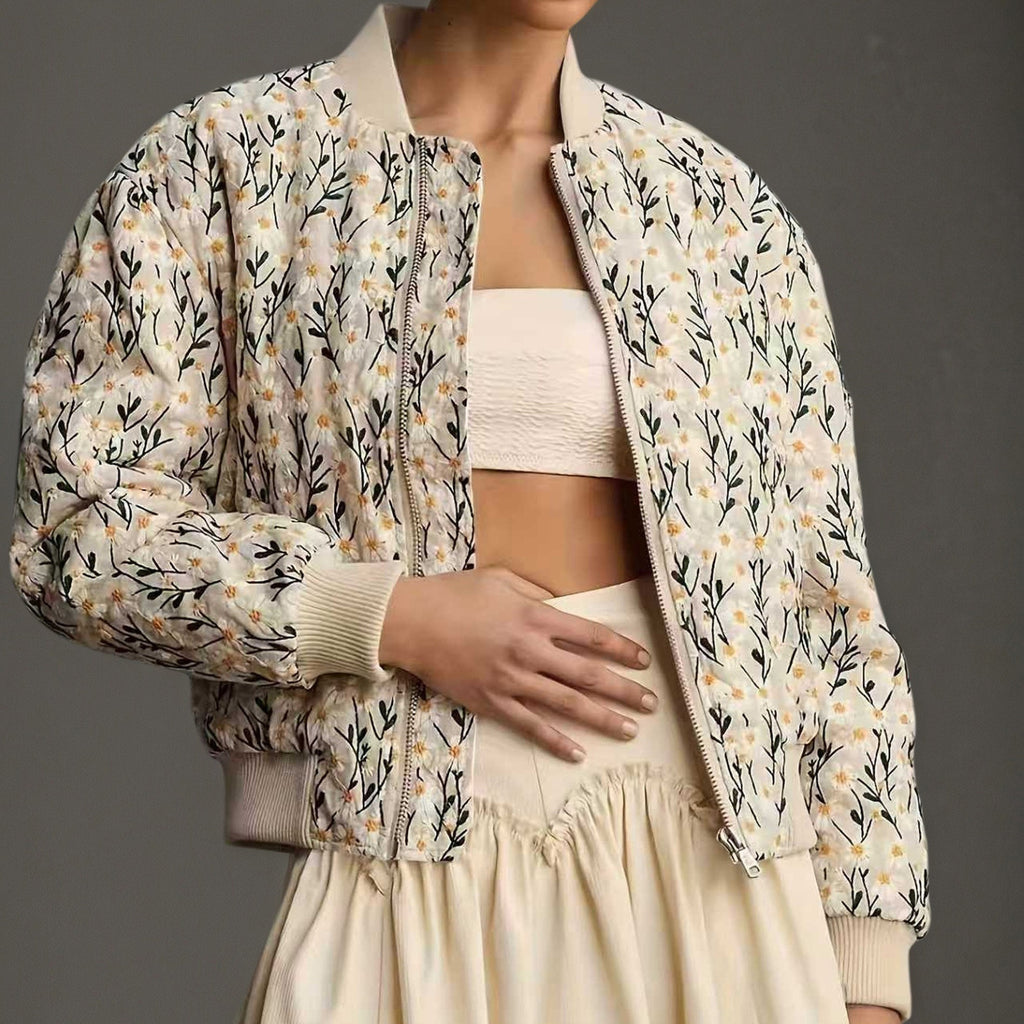 Autumn Winter Floral All Matching Casual Short Jacket