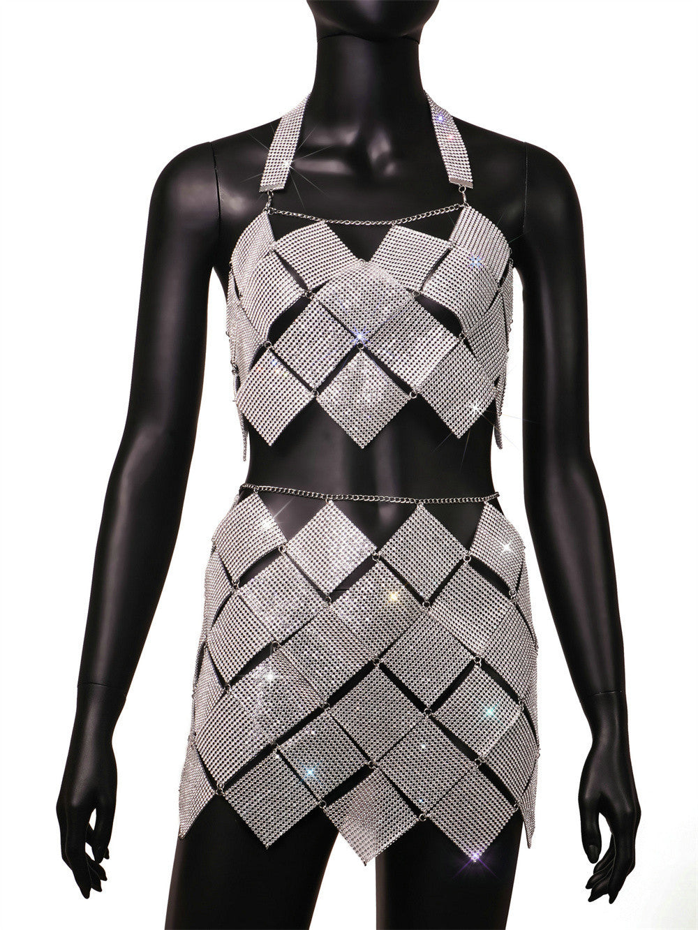 Women's Backless Sheath Scale Sequined Coordinated Two-Piece Set