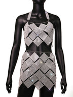 Women's Backless Sheath Scale Sequined Coordinated Two-Piece Set