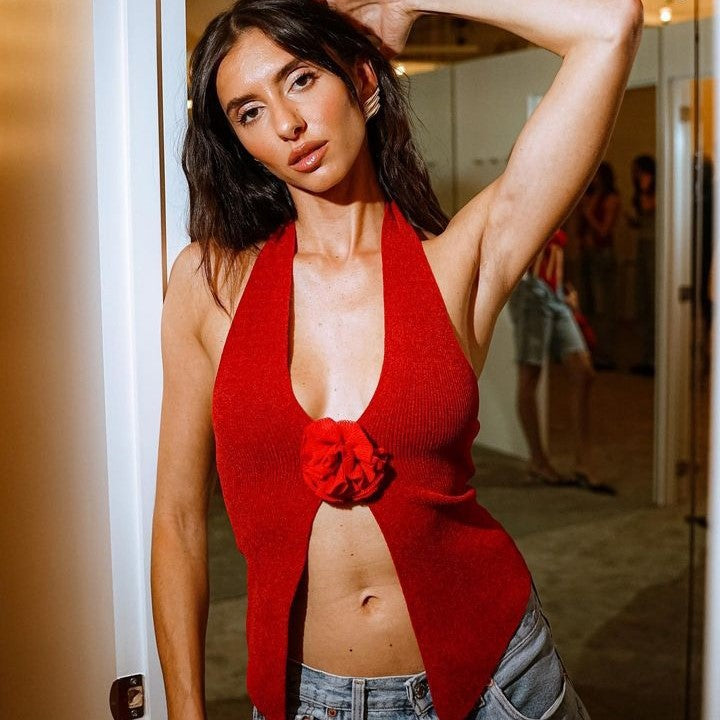 Women's 's Clothes Woolen Halter Dehaired Angora Vest Top