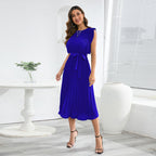 Women's Plus-Size Ruffle-Sleeve Pleated Dress