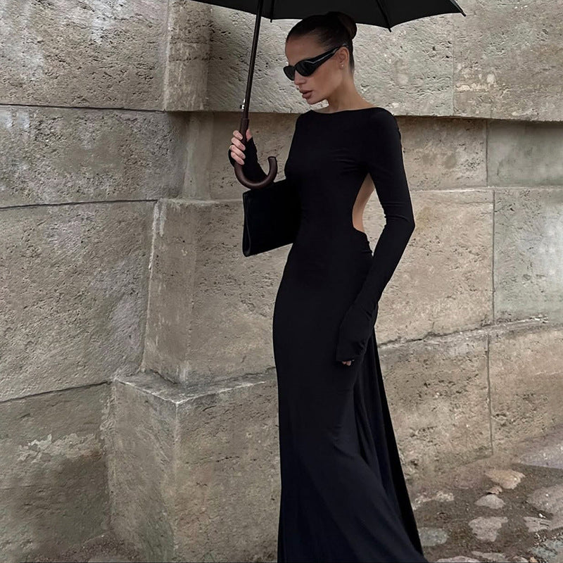 Women's Backless Chain Bodycon Maxi Dress