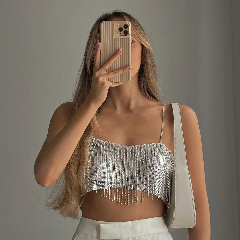 Women's Rhinestone Disco Tube Top