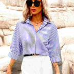 Clothing Project Cooperation Elegant Striped Middle Sleeve