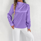 Women's Summer Satin Shirt Light Transparent Satin Top