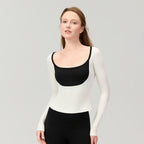 Women's Contrast Long-Sleeve Sports Bra Top