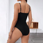 Women's Women’s Black Knitted Lace Up Sleeveless Jumpsuit