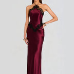 Women's Lace Patchwork Halter Slim-Fit Maxi Dress