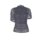 Colorblock Street Polka Dot T-Shirt Turtleneck Short Sleeve Waist