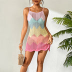 Women Clothing Short Knitted Sexy Suspenders Hollow Out CO