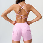 Women's Beauty Back Running Sports Women Medium High Strength Shorts