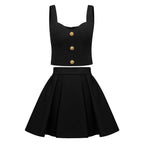 Women's Red A-Line Top and Skirt Two-Piece Set