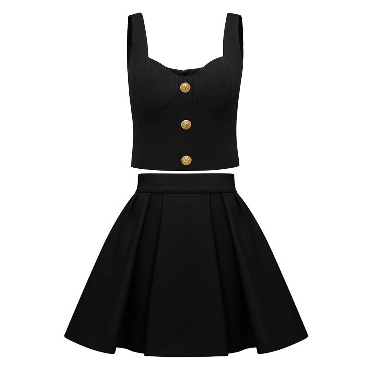 Women's Red A-Line Top and Skirt Two-Piece Set