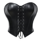 Black Leather Lace-Up Corset Top