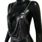 's Metal Sequ Suspenders Aluminum Mesh Chain Top