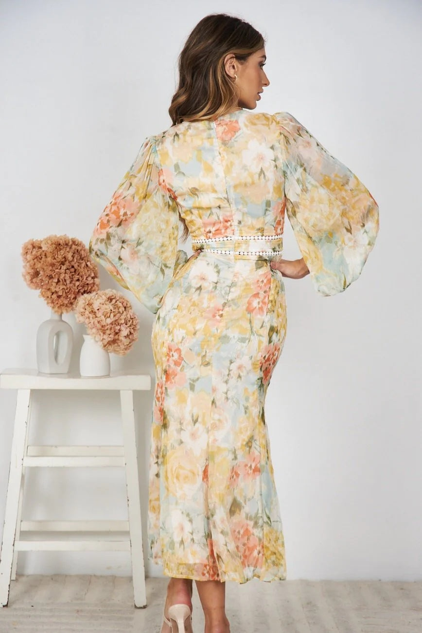 Asymmetric Printed Maxi Dress