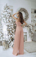 New Office Straight High-Waist Pink Trousers Wide Leg Jumpsuit