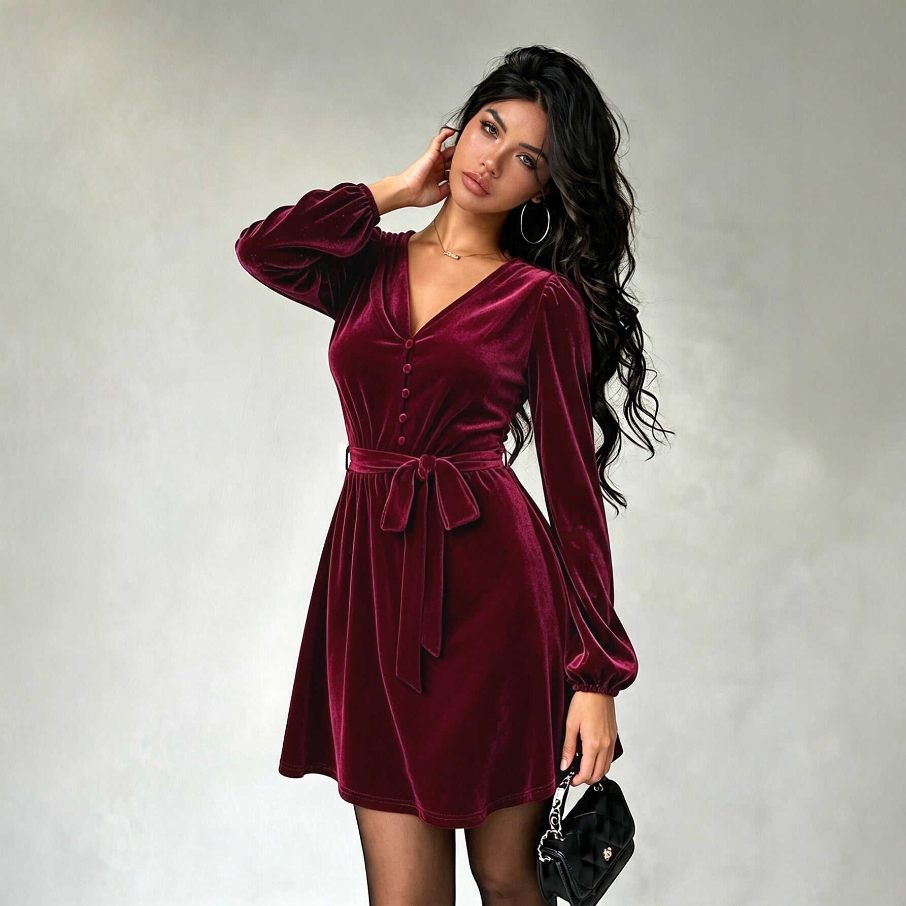 Women's Lace Velvet Dress