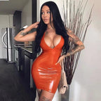 Deep V-Neck Sleeveless Bodycon Mini Dress