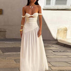 Women's Off-Shoulder Ruched Vacation Dress