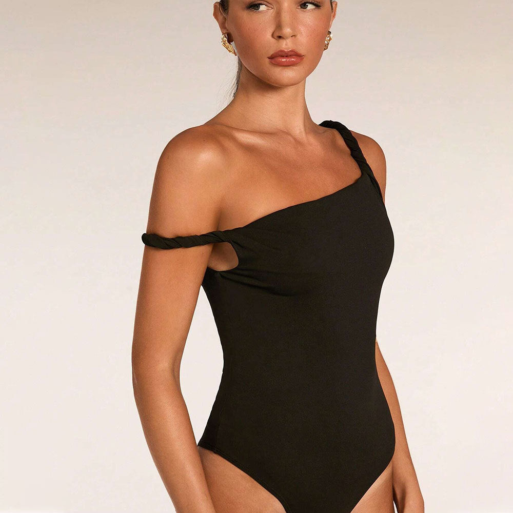 Women's Twist Weave Off Shoulder Slim Fit Jumpsuit