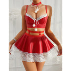 Christmas Suspender Skirt Outfit Fur Ball Collar Christmas Girl Cos Sexy Uniform