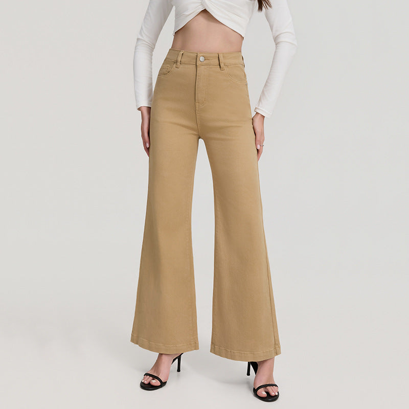 Women's High Waist Khaki Bootcut Jeans