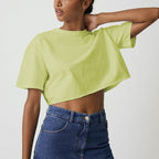 Women's Pure Cotton Solid Color Short Cropped Round Neck Sports