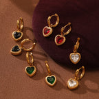 Love Earrings Inlaid Color Diamond 18K Gold Eardrop