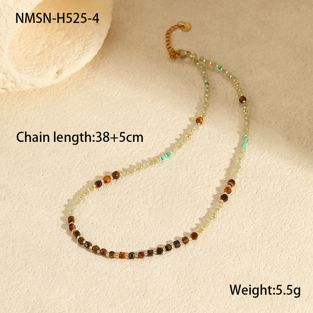 NMSN-H525-4 Tiger Eye Beaded Necklace