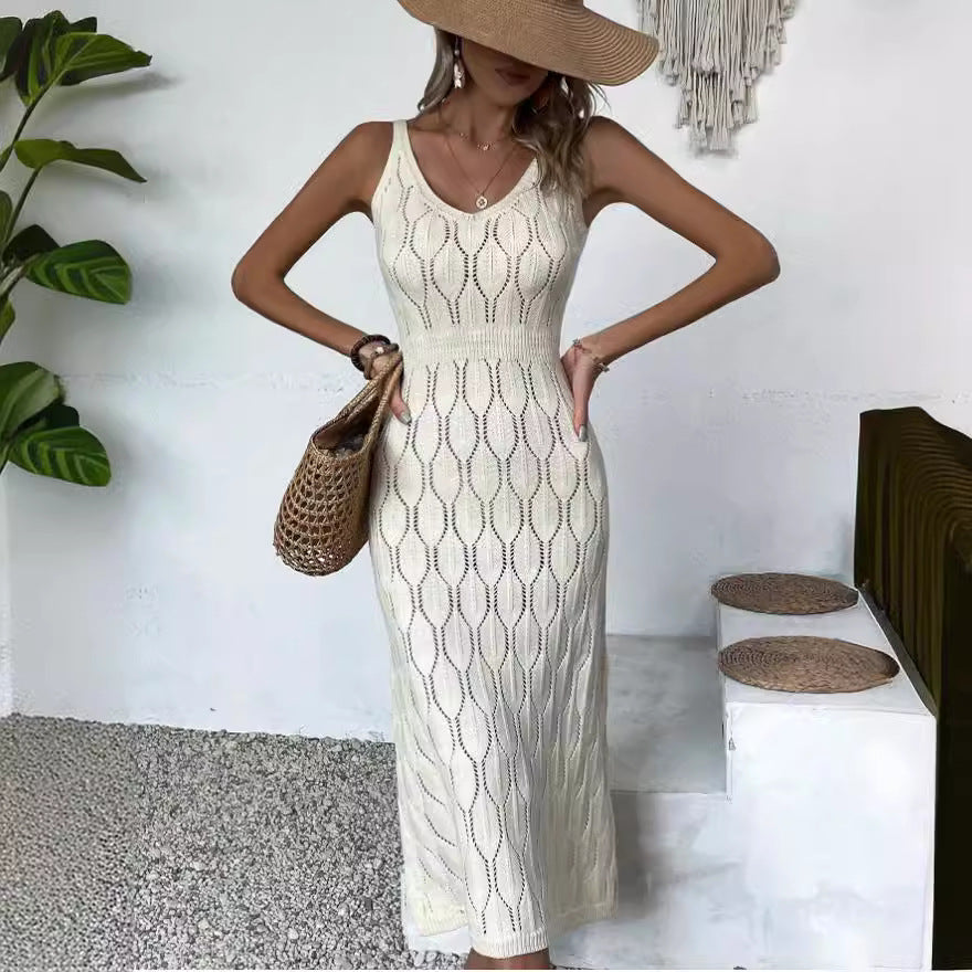Knitted V-Neck Cutout Dress