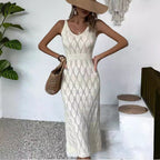 Knitted V-Neck Cutout Dress