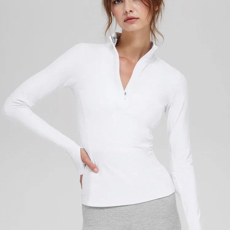 Half Zipper Yoga Clothing Top Women Slimming Tight Fitness