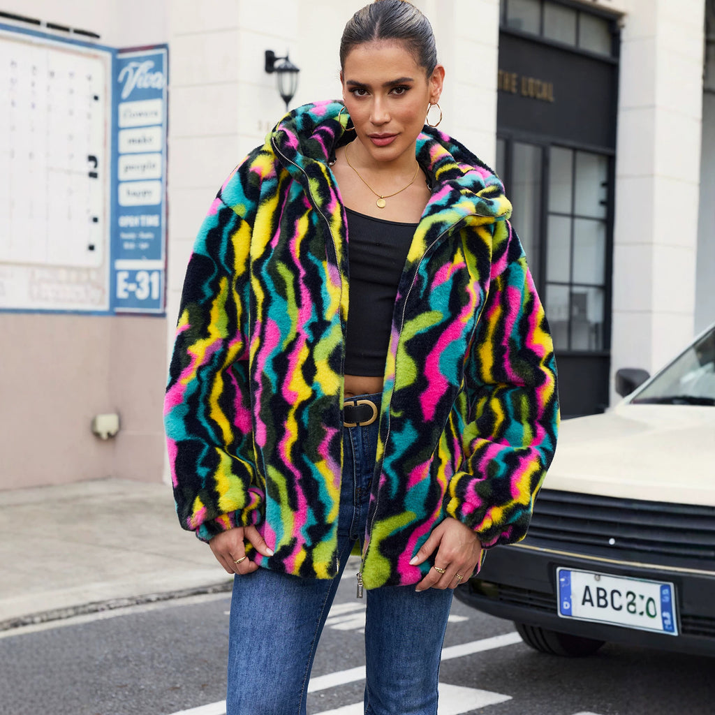 Women's Camo Faux-Fur Coat