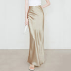 Summer Satin High Waist Elastic Hand-Held Pattern Skirt