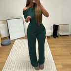 Women's Simple Elegant Summer Short Sleeve Trousers Set Summer