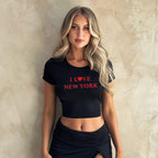 Women's Letter Graphic Print Short Slim Fit Short Sleeved T-Shirt