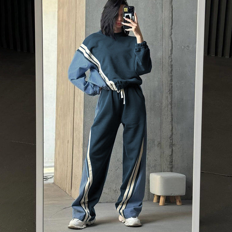 Women's Striped Sweater & Drawstring Pants Set