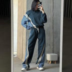 Women's Striped Sweater & Drawstring Pants Set
