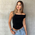 Women’s Asymmetric Ruched Crop Top