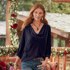 Women's Long Sleeve Base Blouse Solid Color Gold Velvet Pile Collar
