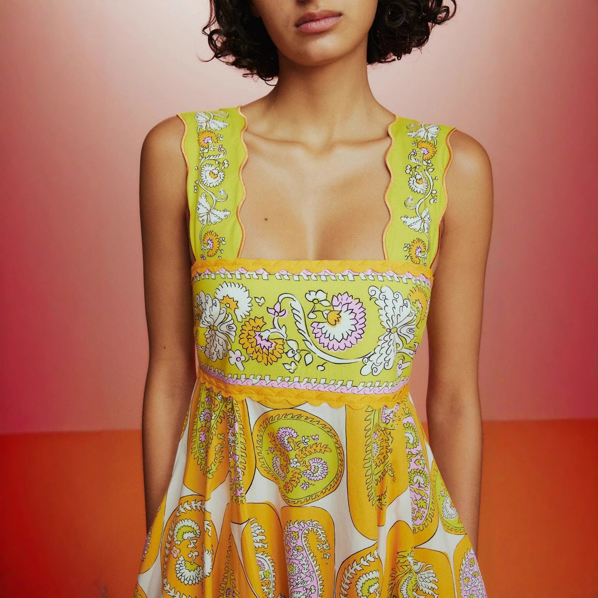 Women's Summer Sling Printed Big Swing Dress